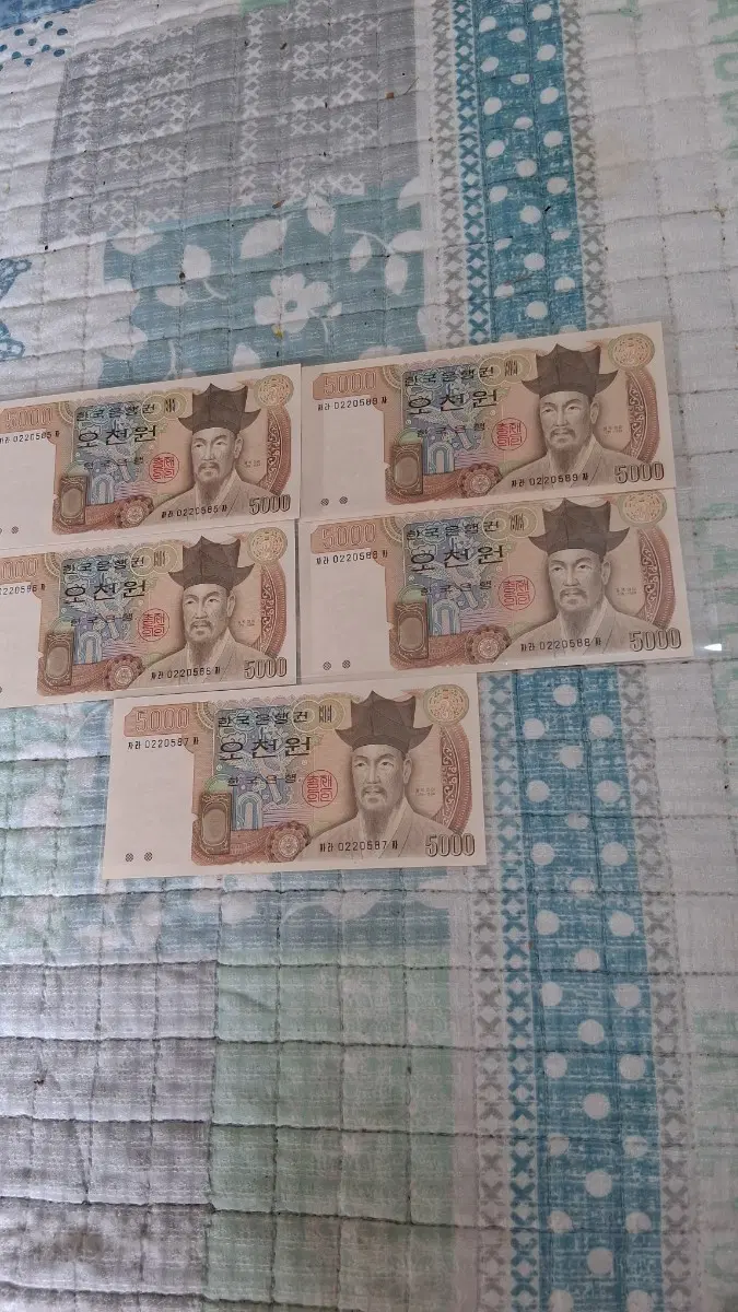 오천원권 3차미사용5연번