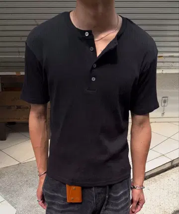SINSS 리브 헨리넥 T셔츠 S