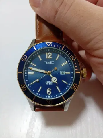 TIMEX 남성용 손목시계 아날로그 쿼츠 가죽 밴드 하버사이드