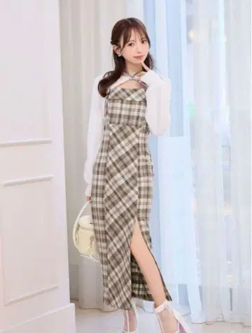 미셸 마카롱 체크 원피스