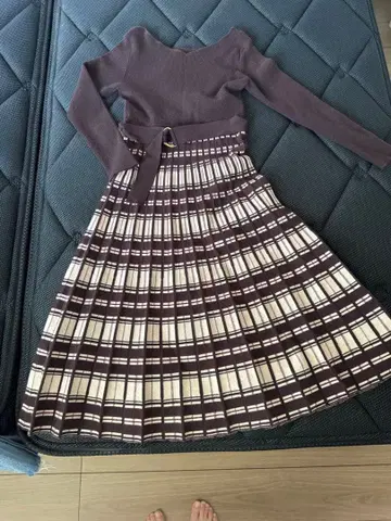 JILLSTUART 니트 원피스 체크 무늬 벨트 포함