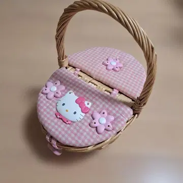 산리오 레트로 Hello Kitty 등나무 바스켓