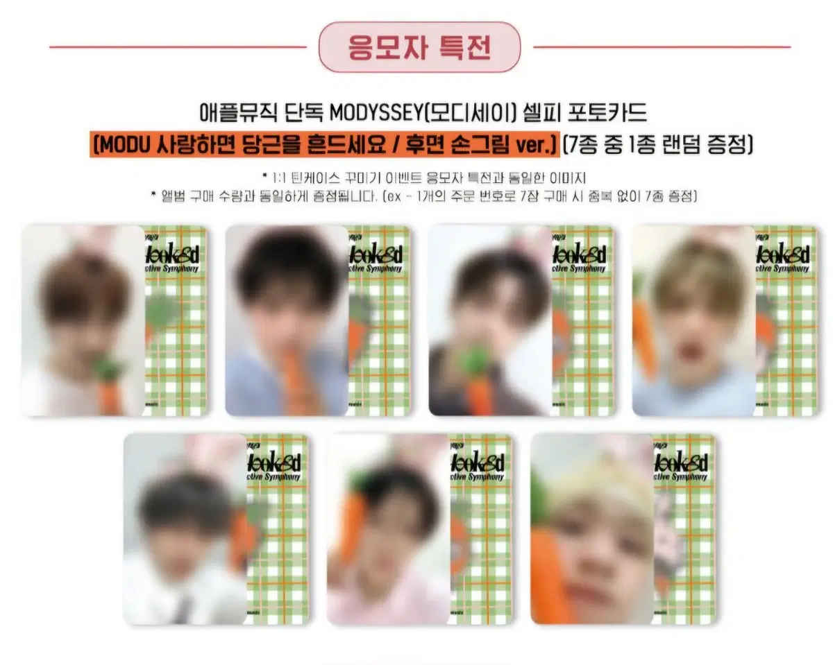 모디세이 당근을 흔드세요 포토카드 미공포 포카 양도