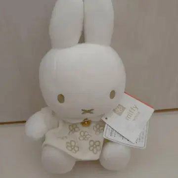 미피 화이트 봉제 인형 꽃무늬 드레스 화이트