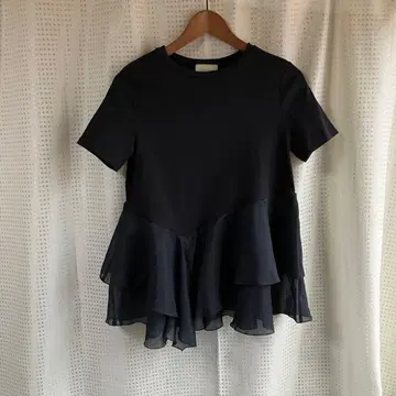 UNITED ARROWS 반팔 T셔츠 네이비 페플럼 오간자