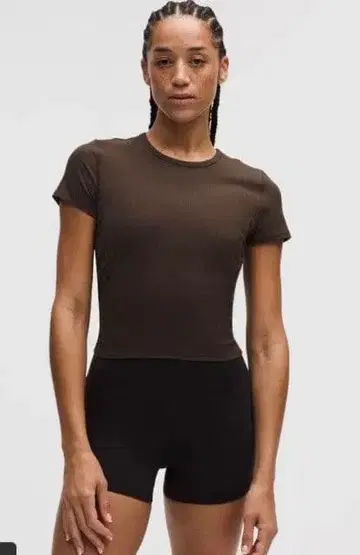새상품급 lululemon 룰루레몬 반팔 T셔츠 상의 리브 브라운