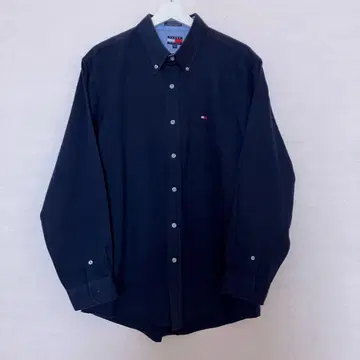 타미힐피거 긴팔 버튼 다운 셔츠 XL 네이비 원포인트 두꺼운 원단