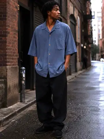 초기 빈티지 Tommy Bahama 실크 100% 네이비 블루