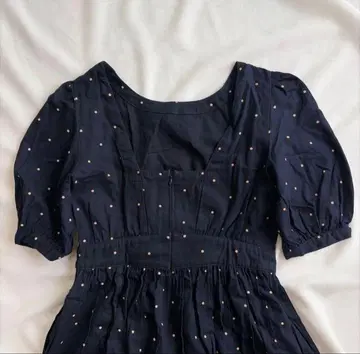 MOUSSY / 마우지 퍼프 슬리브 원피스 네이비