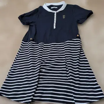 franche lippee 곰 자수 반팔 폴로 원피스 네이비 보더