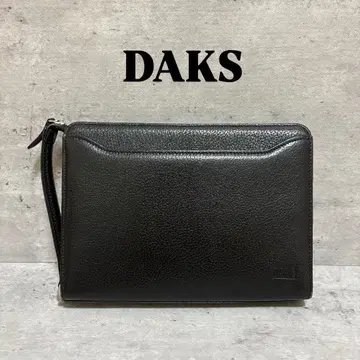 [ DAKS ] 세컨드 백 / 주름 가죽 / 하우스 체크 / 블랙 / 비즈니스