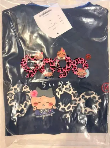 9090 치이카와 (먼작귀) OG 로고 티셔츠 M 사이즈 하치와레 네이비
