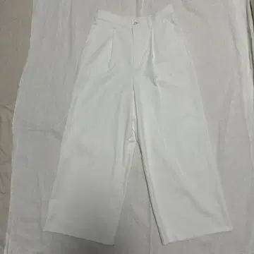 화이트 와이드 슬랙스 허리밴딩