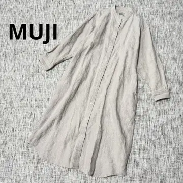 MUJI 무인양품 프렌치 리넨 워싱 스탠드 카라 원피스 M/L