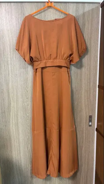 백리본 롱 원피스 오렌지 여름