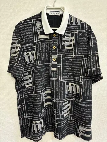 Munsingwear 여성용 골프 셔츠 L 사이즈 블랙 올 패턴 반팔
