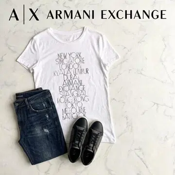 A|X 아르마니 익스체인지 월드 시티 로고 티셔츠 S 화이트