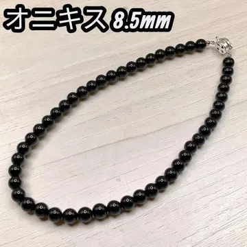 [포멀에도] 오닉스 목걸이 실버 클로징 8.5mm 블랙