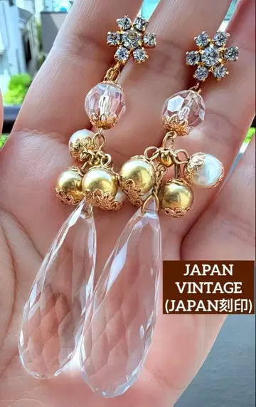JAPAN VINTAGE (JAPAN 각인) 클리어 드롭 귀찌 L16