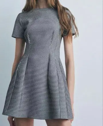 완판템 ZARA 하운드투스 패턴 미니 원피스 S