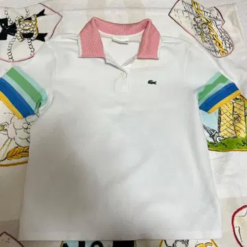 LACOSTE 라코스테 반팔 피케 셔츠 화이트 핑크