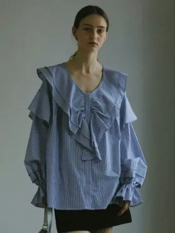 AMAIL Furi thuni shirt 블루 스트라이프 블라우스