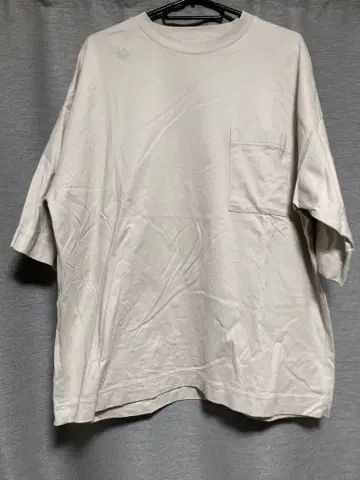 MUJI LABO 오버 사이즈 포켓 부착 T셔츠 그레이 계열 L-XL