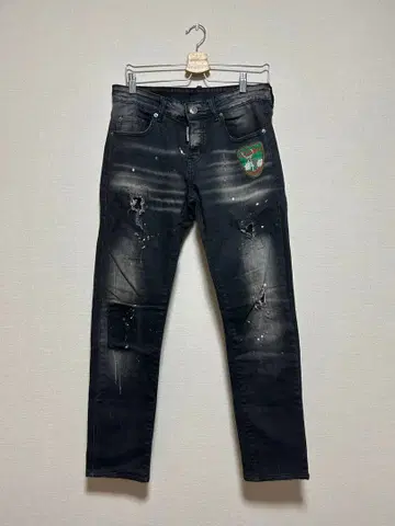 DSQUARED2 CoolGuyJean 46 페인트 데미지 블랙 데님