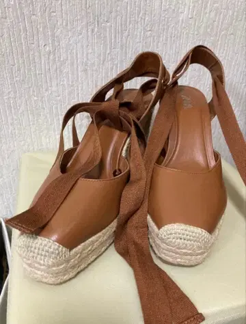 새상품급! ZARA 웨지솔 브라운 에스파드리유 하이힐