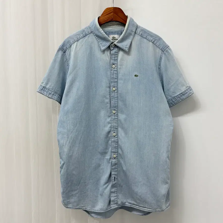 Lacoste 라코스테 빈티지워싱 데님 반팔셔츠S