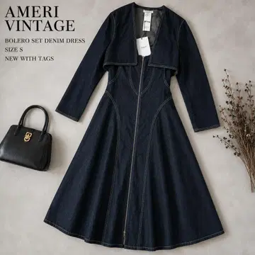 택 포함 새상품 Ameri VINTAGE 볼레로 세트 데님 원피스 S