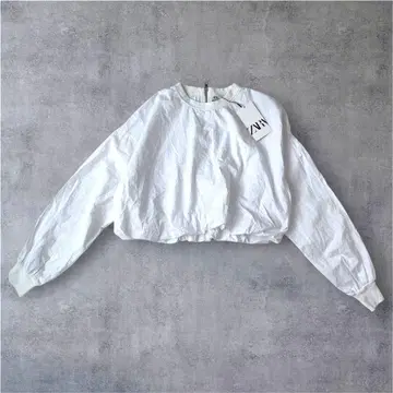 [택 포함 새상품] ZARA 자라 백 하프 지퍼 벌룬 상의 화이트 S