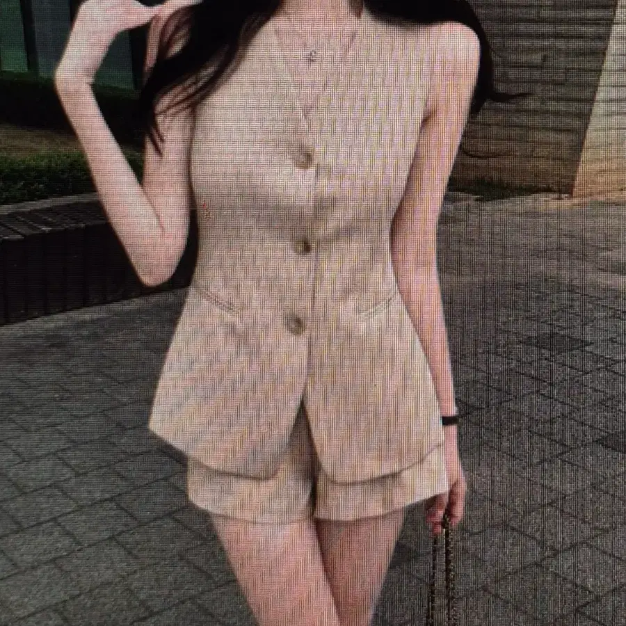 (해외배송) 민소매 자켓 반바지 세트 3컬러