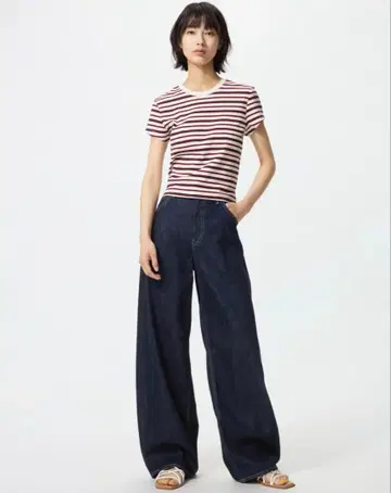 유니클로 배기 배럴 레그 진 표준 길이 25cm