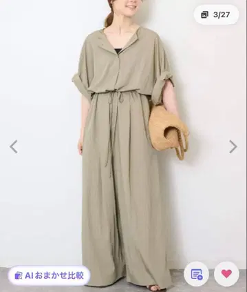 SLOBE IENA 노카라 하프 슬리브 올인원 카키