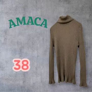 AMACA 아마카 실크 캐시미어 혼방 터틀넥 리브 니트 38