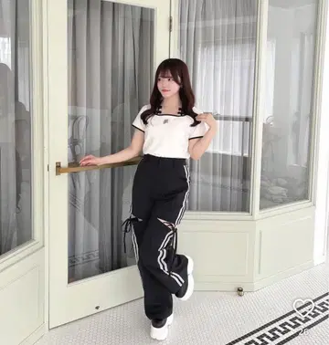 evelyn 리본 컷 라인 팬츠