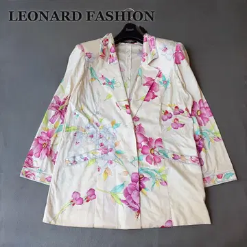 레오나르 LEONARD 꽃무늬 자켓 노카라 코튼 일본제 L