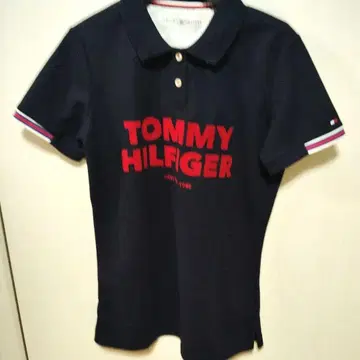 새상품급! TOMMY HILFIGER 반팔 피케 셔츠 네이비 여성용