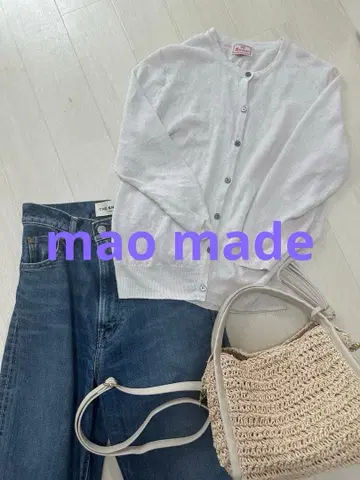 mao made 화이트 린넨 가디건 봄/여름용