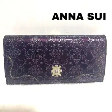 ANNA SUI 루미 장지갑 퍼플 로즈 패턴 에나멜 가마구치
