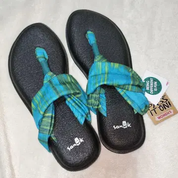 [ 미사용 새상품 ] 사누크 sanuk 플립플랍 23cm 파랑 x 그린