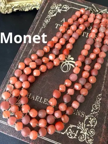 Monet 모네 3연 유리 볼륨 목걸이 빈티지