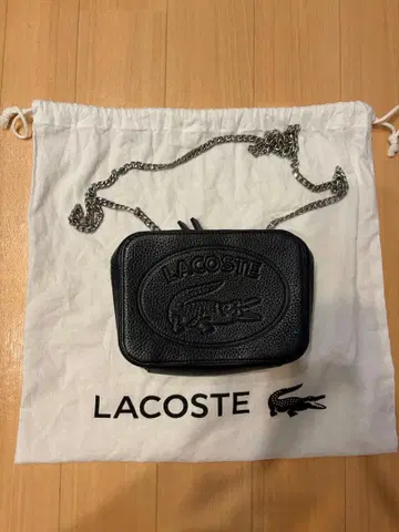 LACOSTE 숄더백 체인 스트랩 블랙