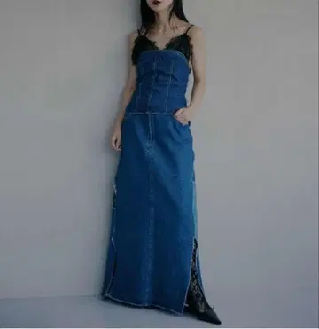 아메리 UND BACK PATCHWORK SETUP DENIM DRESS