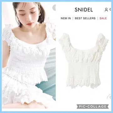완판 택 포함 새상품 SNIDEL 코튼 셔링 블라우스