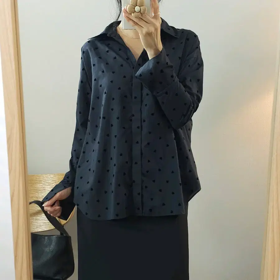 (F)일본 ROUGE VIF 여성 긴팔 셔츠 하트 도트 E3W4471
