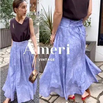 Ameri VINTAGE 플레어 스커트 롱 기장 퍼플