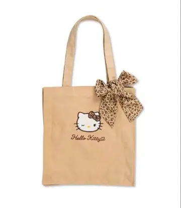 미사용 새상품 헬로키티 Kitty 레오파드 무늬 리본 포함 토트백