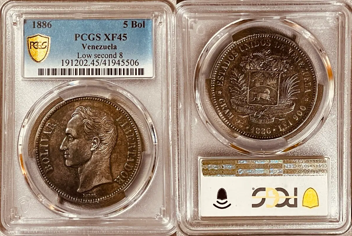 PCGS 1886년 베네수엘라 5볼리바르 Top Pop